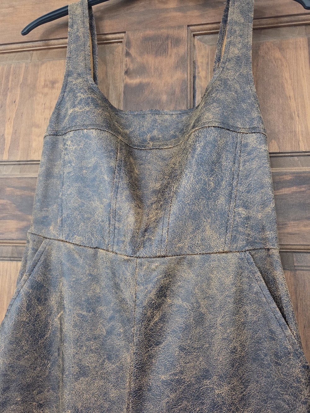 Forever 21 Brown Faux-Leather Wide-Leg Jumsuit (New) - Picture 2 of 8